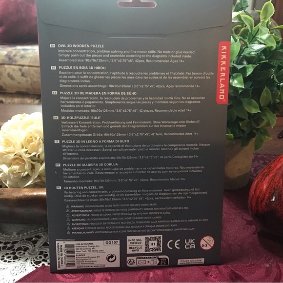 KIKKERLAND “NEW” 3D Owl Wooden Laser Cut Puzzle - Picture 2 of 2